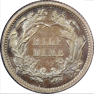 1863 NGC PR65 CAC 18K Minted + 460 Proof $3,120-APR Colors! Seated Half Dime RPD - Image 1 of 4