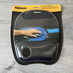 Fellowes Crystals Gel Mouse Mat with Wrist Rest - Black Brand New