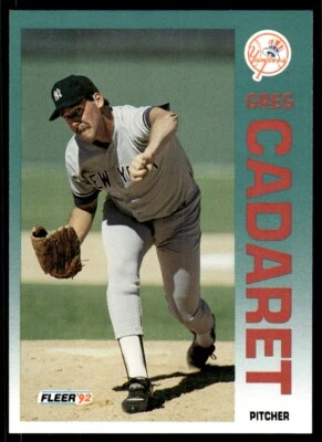 1992 Fleer Baseball Card Greg Cadaret New York Yankees #222 - Image 1 of 2