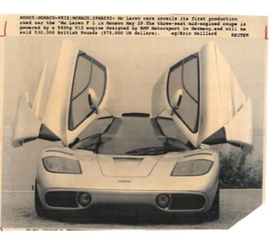 McLaren Cars 'McLaren F1' 550hp V12 Engine MONACO PRIX 1992 Press LaserPhoto - Picture 1 of 2