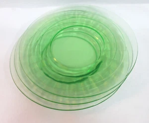 8" Luncheon Plates, Block Optic Green Depression Glass, Set of 3 - Picture 1 of 4