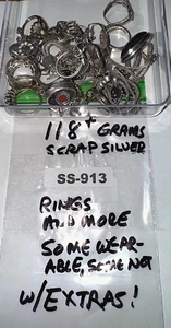 120-G Sterling Silver Lot with Scrap & Chains & Wearable Jewelry + More SS-913 - Imagen 1 de 17