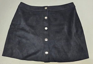 Naked Zebra Size M (30x14.5) Black Faux Suede Leather Short Skirt Snap Front - Picture 1 of 6