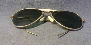 1940s Wilson USA Aviator Green WWII Sunglasses USA Gold Tone Pilot Vintage