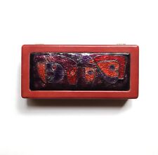 Fine Modernist Enamel & Leather Box Red & Purple, 1960s Vintage Joan Miro -esque