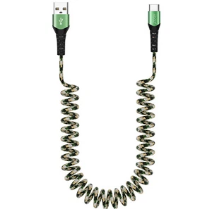 COILED Camo USB C -USB A Cable FAST Charger for Motorola Moto, Pixel 9 Pro 8 7 6 - Picture 1 of 6