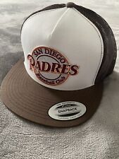 THROWBACK CLASSIC 1985 LOGO SAN DIEGO PADRES TRUCKER WHITE BROWN HAT CAP NEW