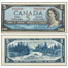 $5 1954 Bank of Canada Note Beattie-Rasminsky E/X Prefix BC-39b - Offcut, Stain