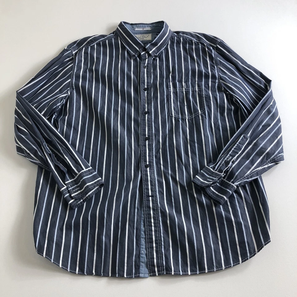 Nautica Mens Gray Stripe Long Sleeve Button Down Shirt Size 2XL - Image 1 of 4