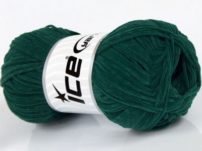 3 Light DK Light Worsted SUEDE CHENILLE Micro Fiber Ice EMERALD GREEN Color 50g - Image 1 of 3