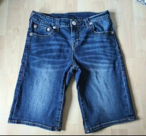 TRBJ True Religion Womens Cut Off Jean Shorts Red Stitch Size 14 Juniors 28"x11" - Picture 1 of 6