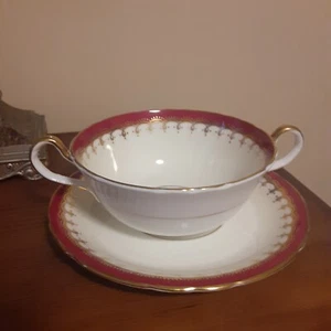 AYNSLEY bone china zuppa/boullion tazza e piattino Inghilterra bordo oro ricambio - Foto 1 di 9