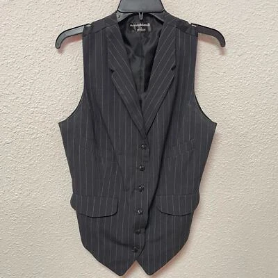 Chaleco ajustado Norma Kamali a rayas gris carbón talla mediana  Foto 1 de 4
