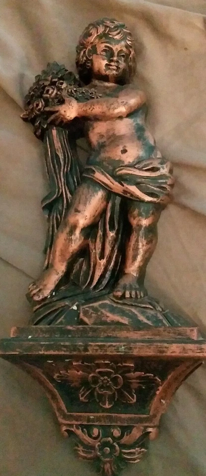  复古 1969 年小天使墙艺术 Homco Dart Industries 铜工艺 7140  — 第 1/4 张图片