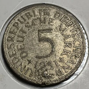 1951 Germany 5 Mark Silver Foreign Coin - Picture 1 of 7