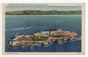 ALCATRAZ ISLAND FEDERAL PRISON San Francisco CA 1939 San Jose cancel Linen Post - Picture 1 of 2
