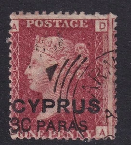 CHIPRE QV SG10, 30 paras en 1d rojo, USADO. Gato 95€. Placa 216 - Imagen 1 de 2