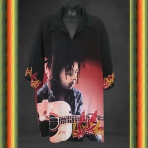VINTAGE BOB MARLEY BY DRAGONFLY Mens Graphic Button Up Shirt XXL - Picture 1 of 3