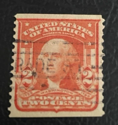 US # 322, two cent carmine,  type A129, 12 vertical coil, 1908, scv $7000 - Image 1 of 2