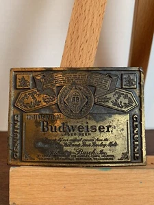 Vintage Budweiser Belt Buckle Genuine Budweiser Anheuser Busch Brass - Picture 1 of 3