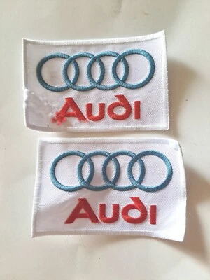Audi Logo Patch Lot Of 2 Embroidered Performance Tech Authentic Luxury Tuner Art - Image 1 of 4