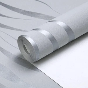 3D Embossed Wave Wallpapers Silver Grey Feature Wall Paper Covering Roll Decor - Picture 1 of 17