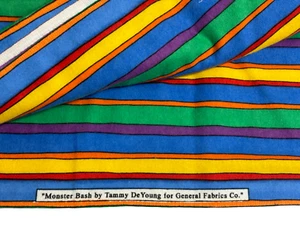 Monster Bash by Tammy DeYoung Bright Bold Color Stripe Soft Flannel Fabric 4 yd - Picture 1 of 3