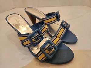 Tommy Hilfiger Women's Used Size 7.5M Jenkins Blue Yellow Sandals $15 - Picture 1 of 11