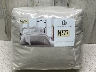 Hotel Collection Linen Blend Full / Queen Duvet Cover Natural New - Image 1 of 3