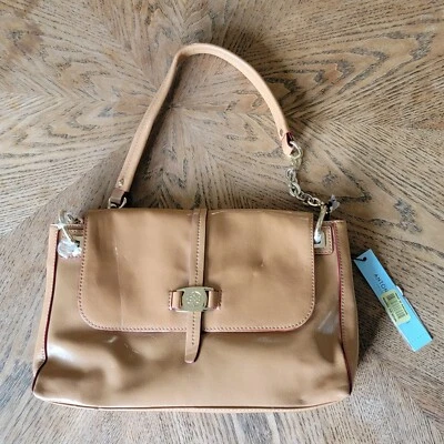 Bolso de hombro Antonio Melani de cuero genuino camel con detalles de metal dorado Foto 1 de 4