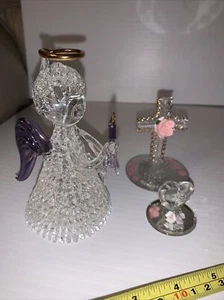Set Of 3 Hand Blown Glass Angel/ Blessing Figurines - Picture 1 of 9