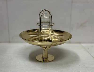 Lámpara de mampara náutica de latón con pantalla - Lámpara de techo antigua vidrio marino fijo Foto 1 de 4