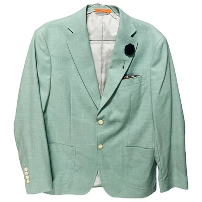 Blazer TALLIA Para Hombres Calce Ajustado Espuma de Mar Talla 40S Preppy Dinero Antiguo Ajustado Minimalista Foto 1 de 4