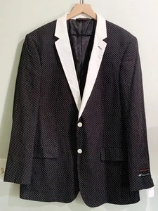 Linea Uomo 44L 100% Cotton Black Polka Dot 4 Button Blazer Sportcoat - Picture 1 of 11