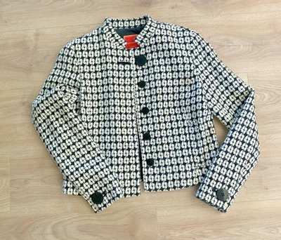 Chaqueta Blazer Isaac Mizrahi Para Mujer TALLA 6 Negro Blanco Tweed Foto 1 de 4