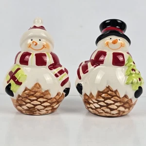 Vintage Weihnachten Schneemann Salz Pfefferstreuer Set Keramik Urlaub Dekor GUC - Bild 1 von 15