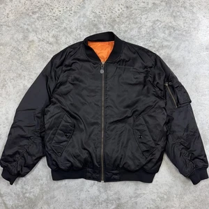 Jordan Craig Jacket Mens 2XL Black MA-1 Flight Bomber Orange Lining Zip Pocket - Picture 1 of 6