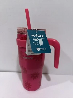 Reduce Cold 24oz Tumbler Stainless Steel Pink Vacuum Insulated Cup With Straw - Image 1 of 2