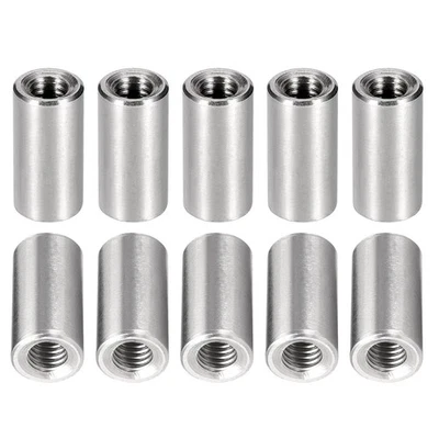 M6x20mm(DxL) Coupling Connector Nut Threaded Sleeve Rod 10Pcs Good for Furniture - Image 1 of 4