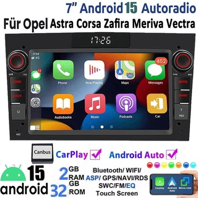Android 15 Apple Carplay Autoradio GPS RDS Für Opel Corsa C/D Zafira B Astra G H - Bild 1 von 4