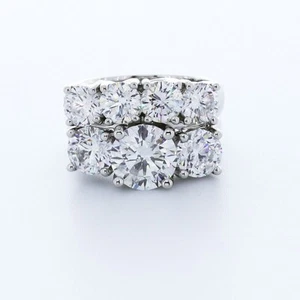 Klassisches Braut-Set 6,3 KT LABORGEFERTIGTER DIAMANT D/VS2 RUND PLATIN DREI STEINE - Bild 1 von 4