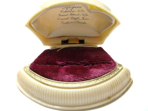 Vint. Zelluloid/Kunststoff Damen Ring Geschenkbox-Rogers Schmuck-Mauve Samt - Bild 1 von 7