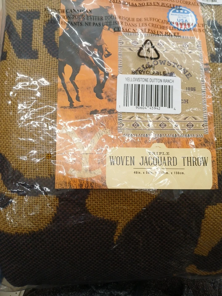 Yellowstone Dutton Ranch 46in × 60in Triple Woven Jacquard Throw Blanket