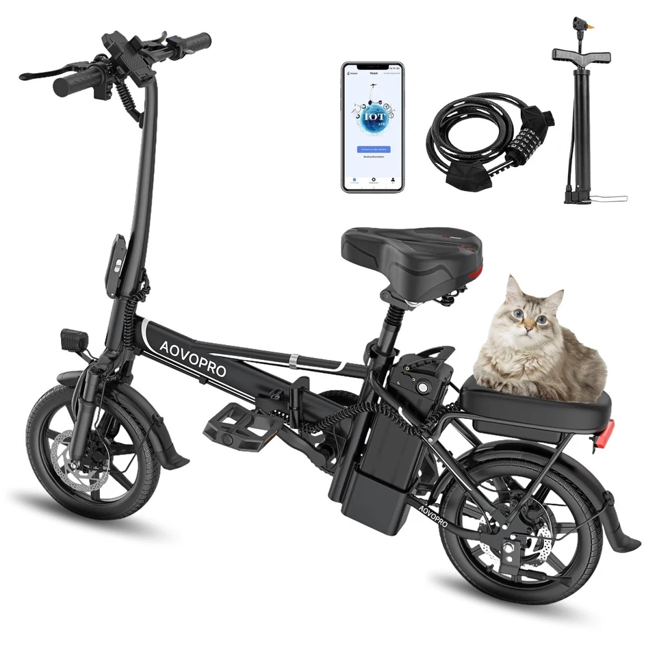 Bicicleta Eléctrica Plegable AOVOPRO 14" Adultos Adolescentes, 500W 10.5ah 15.6ah Cercanías Ciudad Foto 1 de 1