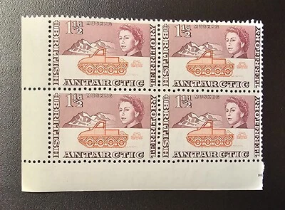 TERRITORIO ANTÁRTICO BRITÁNICO 1963-9 SG 3 MUSKEG 11/2d BLOQUE de 4 COMO NUEVO MNH Foto 1 de 4
