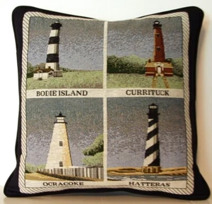 Leuchttürme - North Carolina Leuchttürme, Hatteras & 3 weitere Gobelin Kissen Neu - Bild 1 von 8