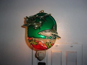 Suncatcher Stained Glass Style Sharks Night Light - Picture 1 of 1