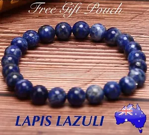 Blue Lapis Lazuli Crystal Stone 8mm Bead Stretchy Boho Bracelet Bangle Gift New - Picture 1 of 12