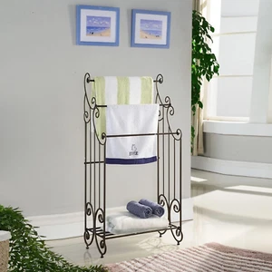 Zinnoptik Metall Quilt Rack Decke Ständer 3 Ebenen Handtuch Aufbewahrung Display Schriftrolle - Bild 1 von 12