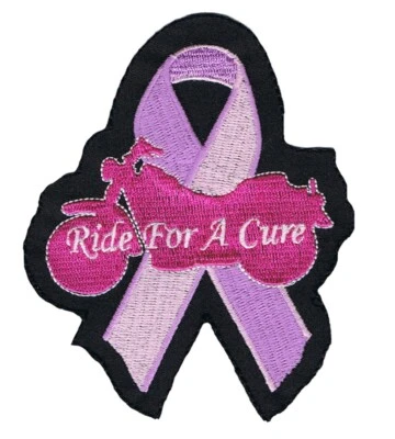 NOVO PATCH BORDADO AMEAÇA LETAL Passeio Para Cura Câncer de Mama 3,5”x4” Motociclista - Imagem 1 de 4